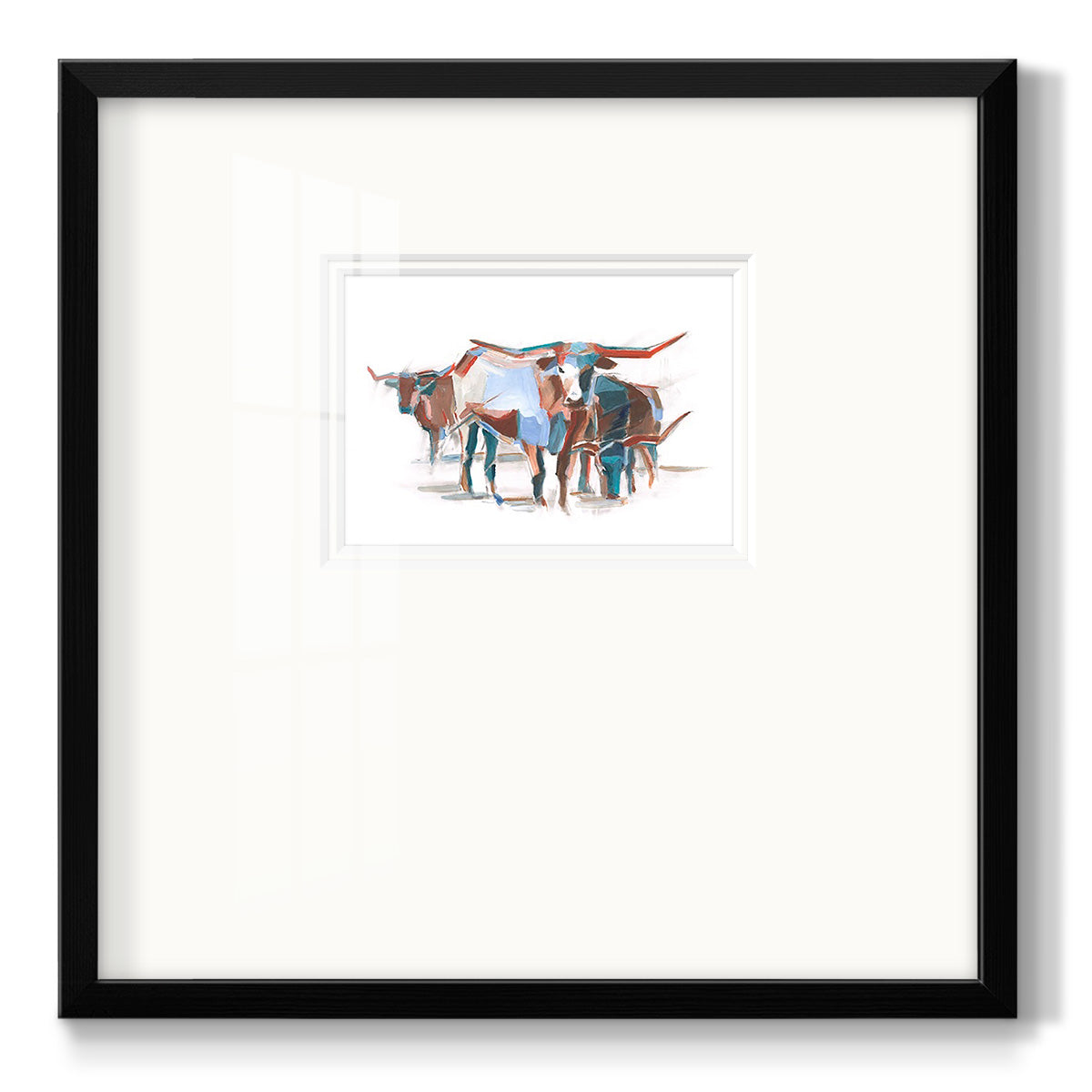 Modern Longhorns II Premium Framed Print Double Matboard