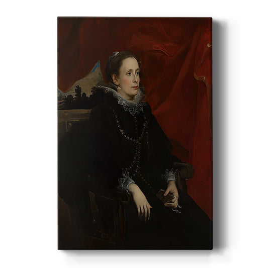 Canvas art print featuring a Baroque portrait of a noblewoman in elegant dress with rich textures on a clean white background.