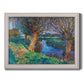 Impressionist countryside landscape by John Singer Sargent printed on canvas in an ornate weathered white frame.