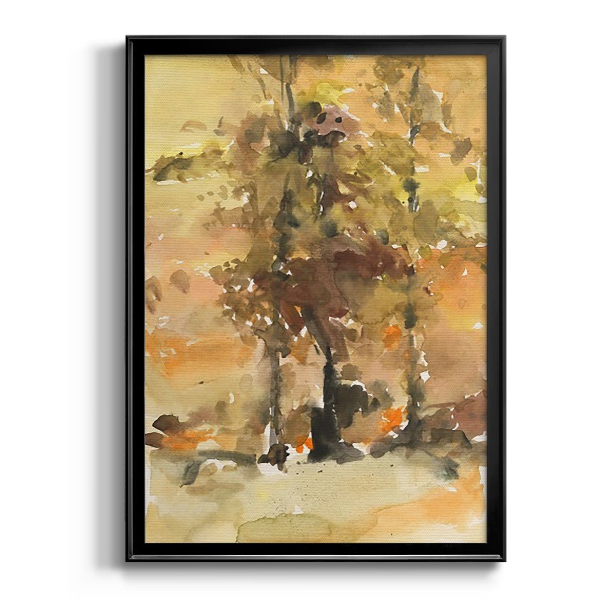 Fall Foliage Watercolor I - Modern Framed Canvas Print