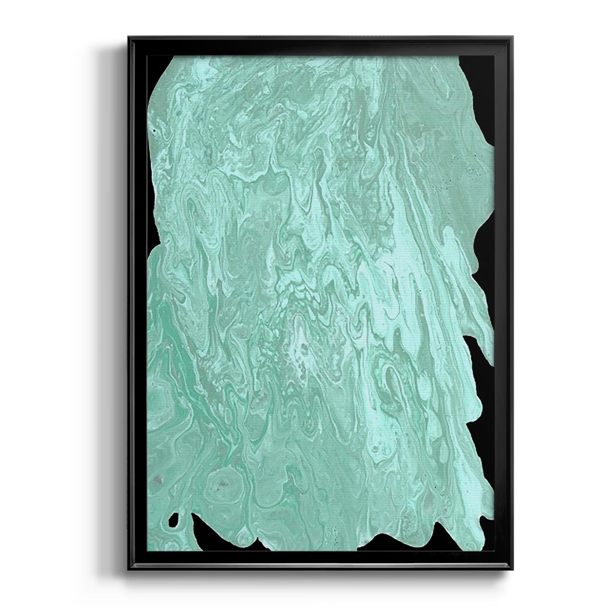 Teal Cascade II - Modern Framed Canvas Print