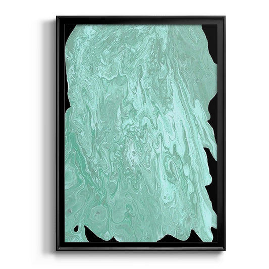 Teal Cascade II - Modern Framed Canvas Print