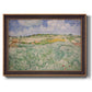 Impressionist countryside landscape near Auvers by Vincent van Gogh printed on canvas in an ornate bronzed mahogany wood frame.