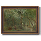 Traditional rural landscape scene with figures by Jean-Baptiste-Camille Corot printed on canvas in an ornate bronzed mahogany wood frame.
