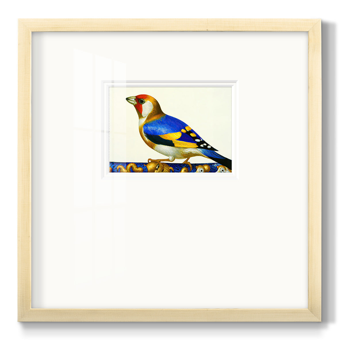 Blue Gold Finch Premium Framed Print Double Matboard