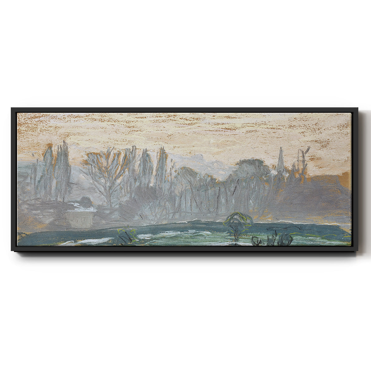 Winter Landscape with Evening Sky, 1870 - Floater Framed Canvas Print