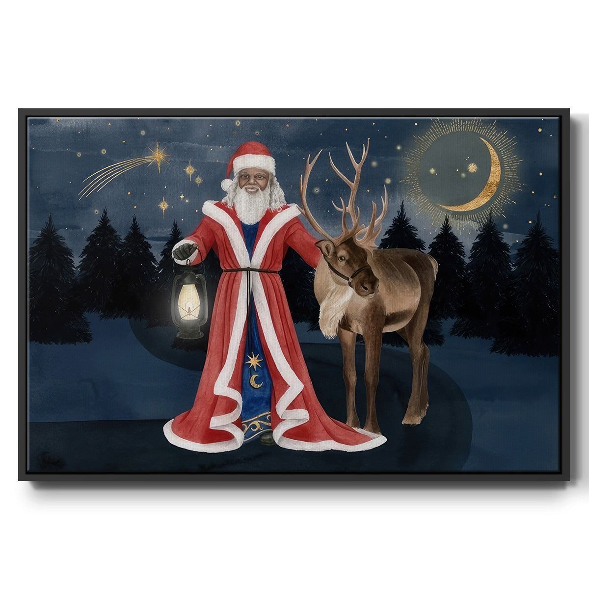 Celestial Christmas Collection A - Framed Gallery Wrapped Canvas in Floating Frame