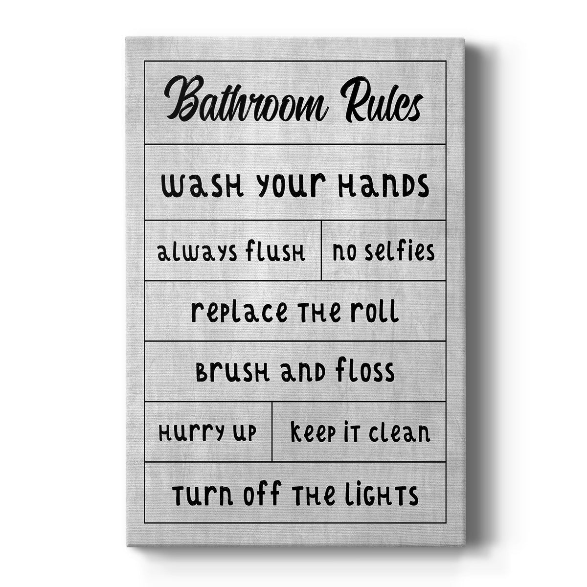 Simple Bathroom Rules Premium Gallery Wrapped Canvas - Ready to Hang