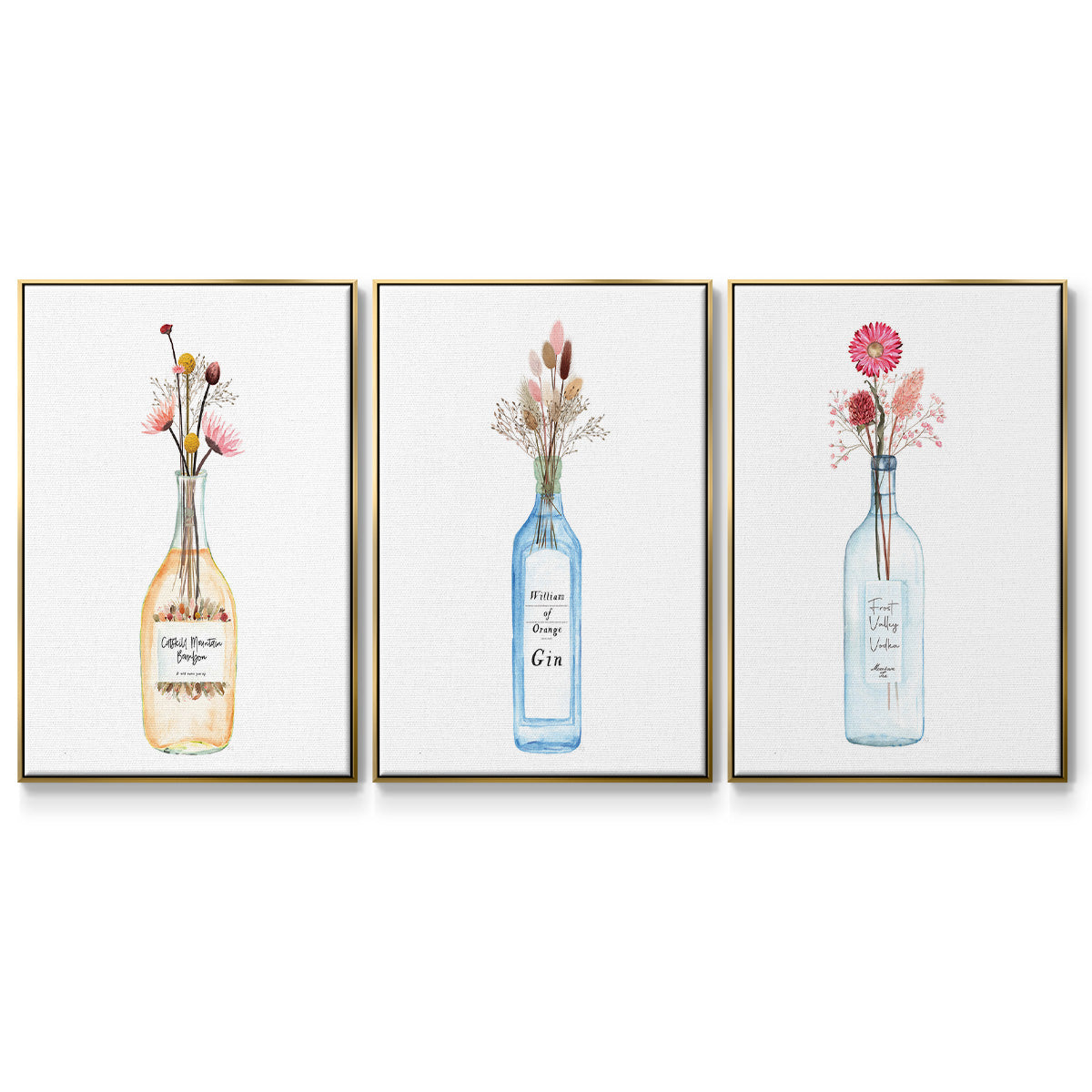 Frost Valley Vodka - Framed Premium Gallery Wrapped Canvas L Frame 3 Piece Set - Ready to Hang