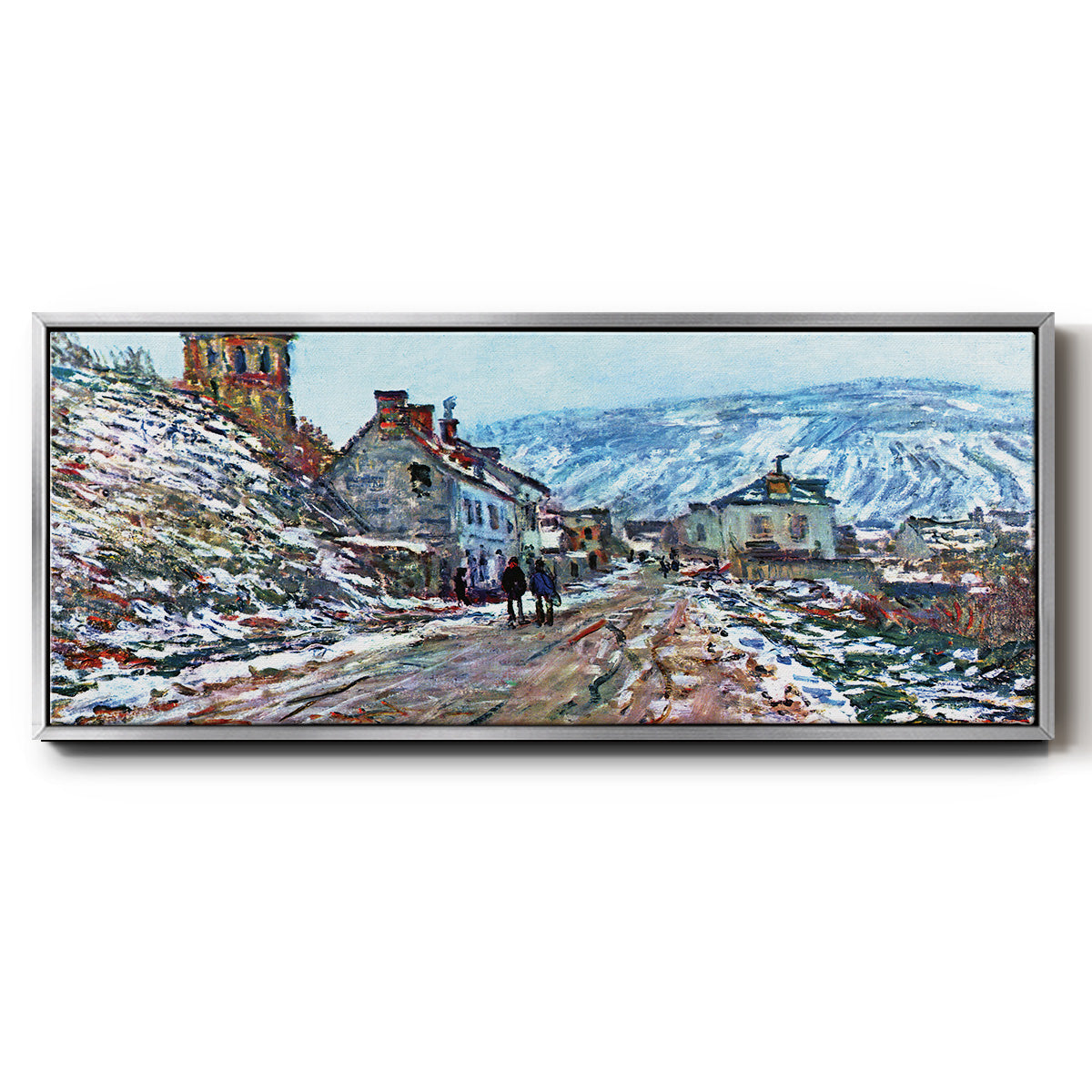 Road to Vétheuil in Winter - Floater Framed Canvas Print