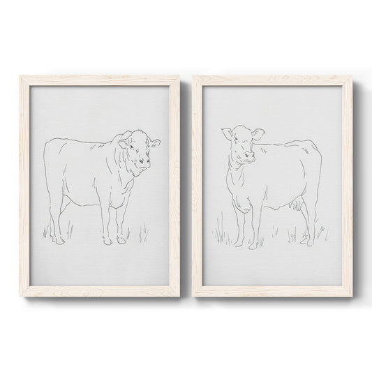 Limousin Cattle I - Premium Framed Canvas 2 Piece Set - Ready to Hang