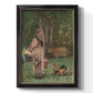 Realist genre scene of a milkmaid by Winslow Homer printed on canvas in an ornate black frame with gilded inner detail with a vertical orientation.
