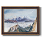 Impressionist alpine mountain landscape by John Singer Sargent printed on canvas in an ornate bronzed mahogany wood frame.