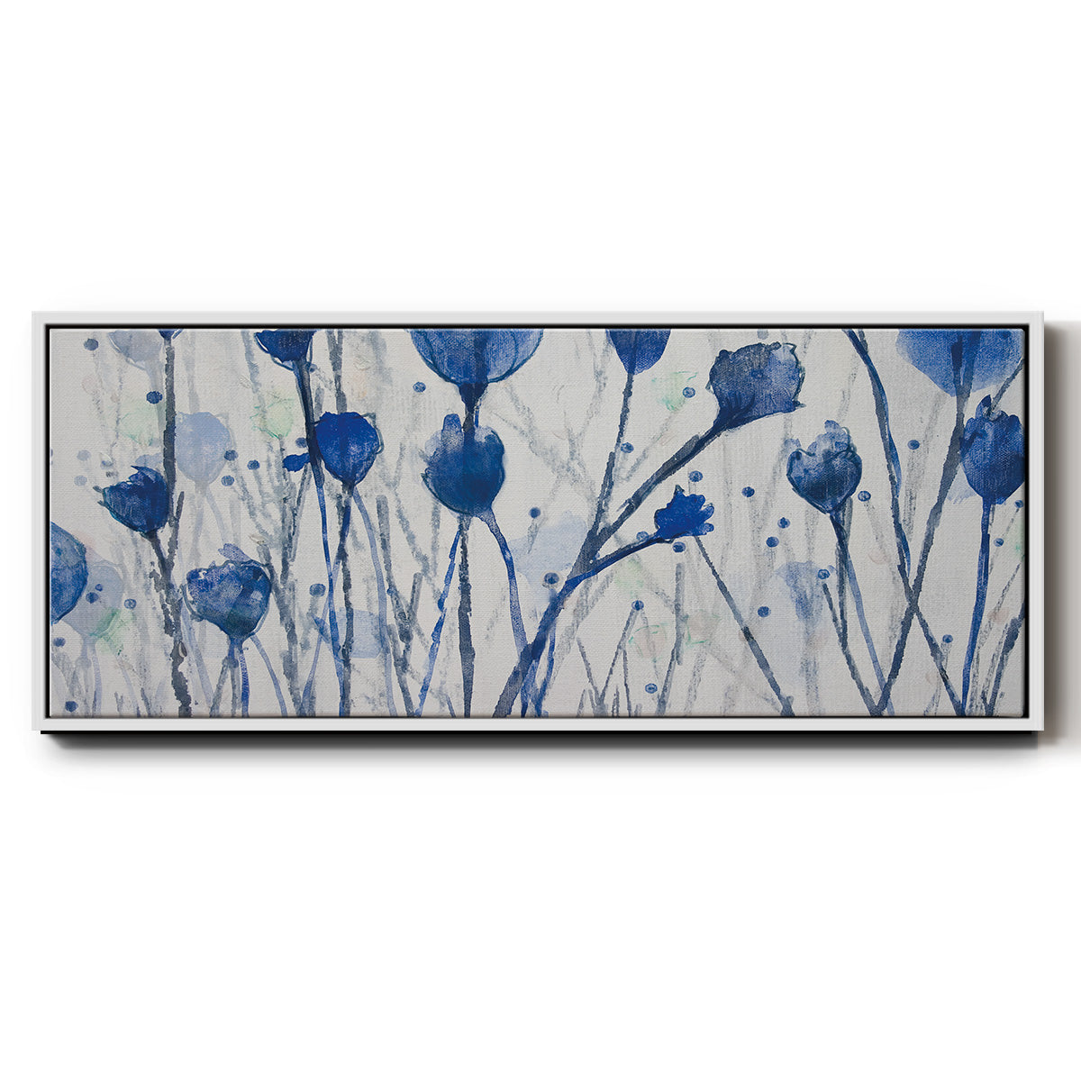 Blue Day Garden - Floater Framed Canvas Print