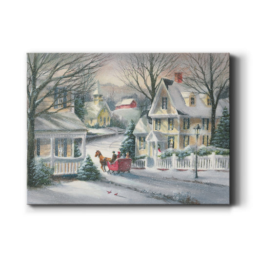 Village Sleigh Ride - Canvas Art Print