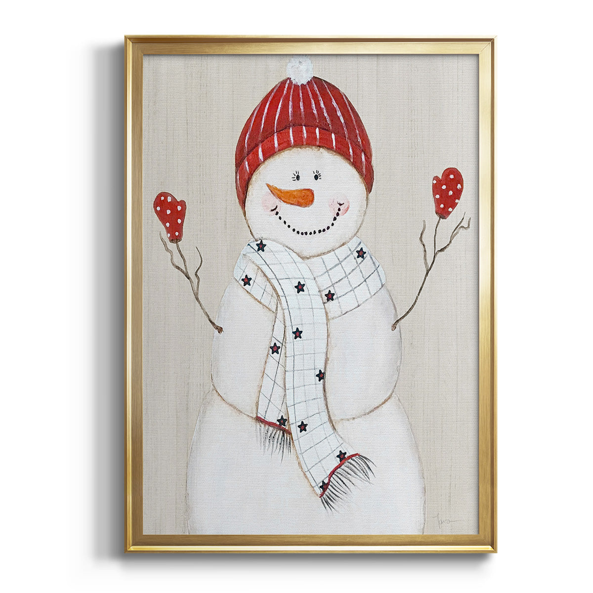 Festive Snowman III - Modern Framed Canvas Print