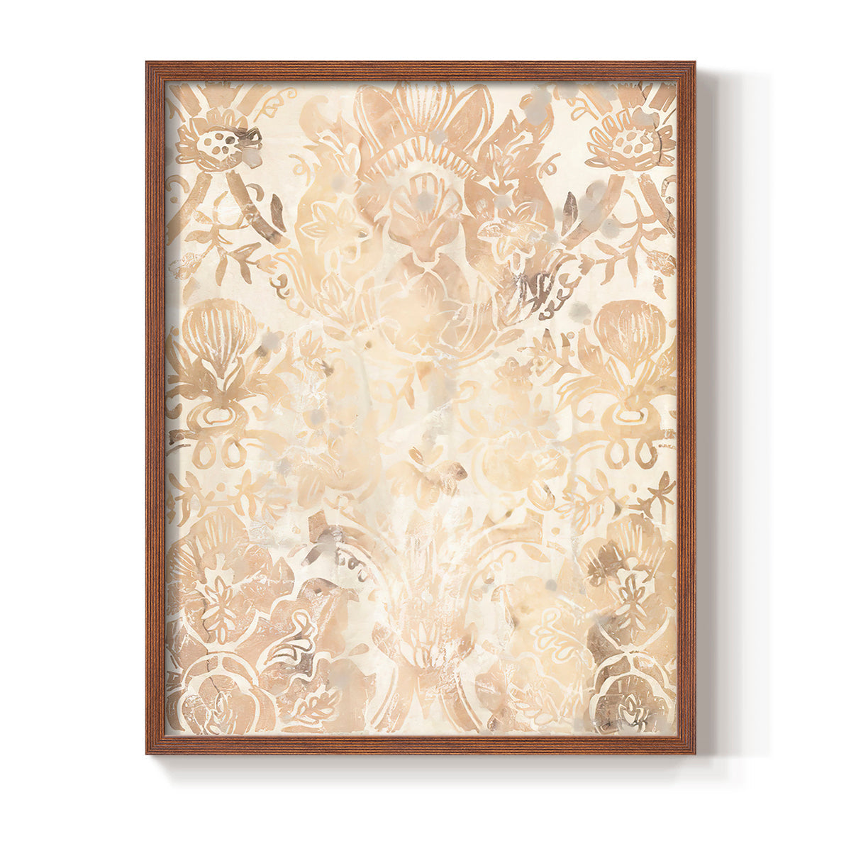 Walnut Damask III - Restickable Framed Art Print
