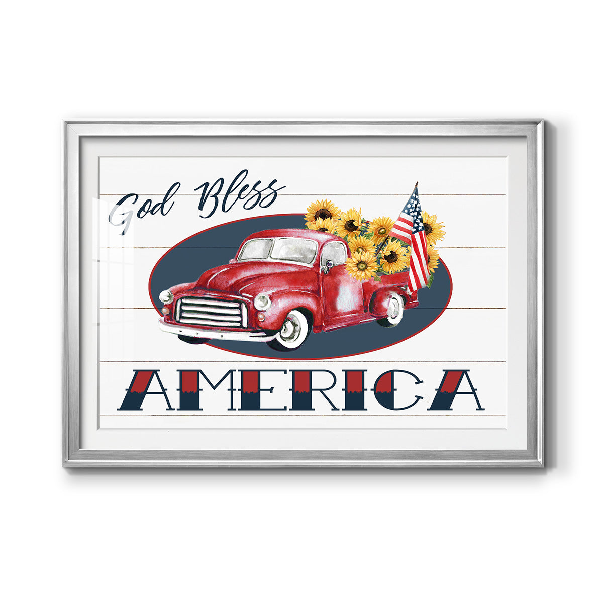 God Bless America Truck - Modern Framed Art Print