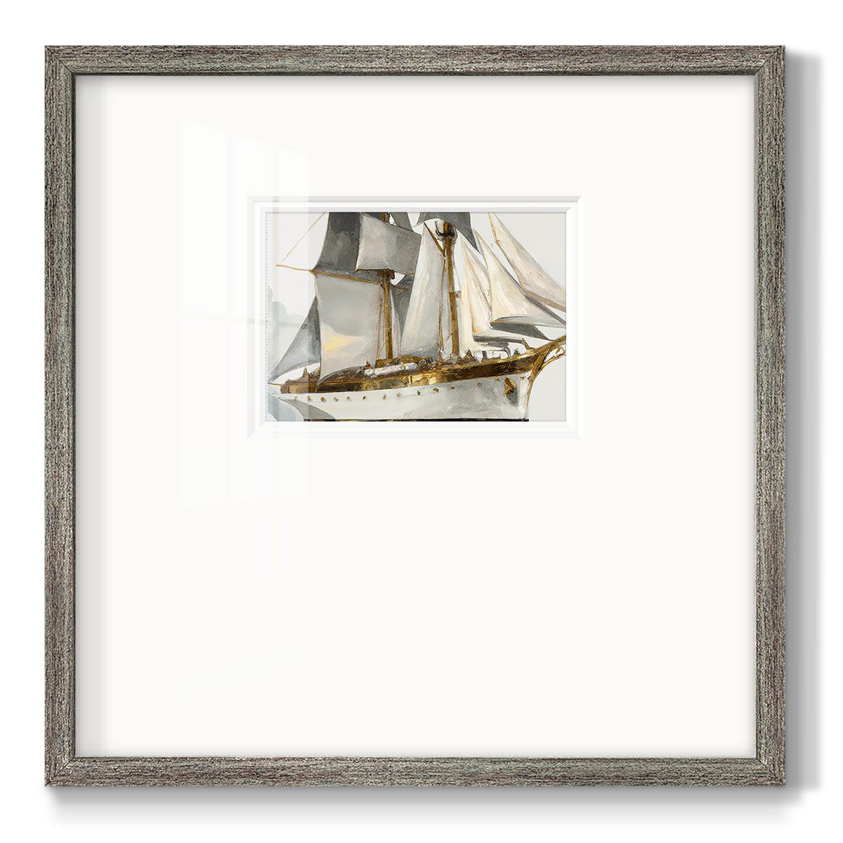 White and Gold Sails Premium Framed Print Double Matboard