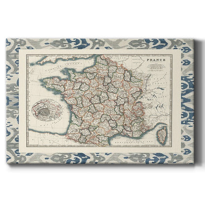 Bordered Map of France - Canvas Art Print