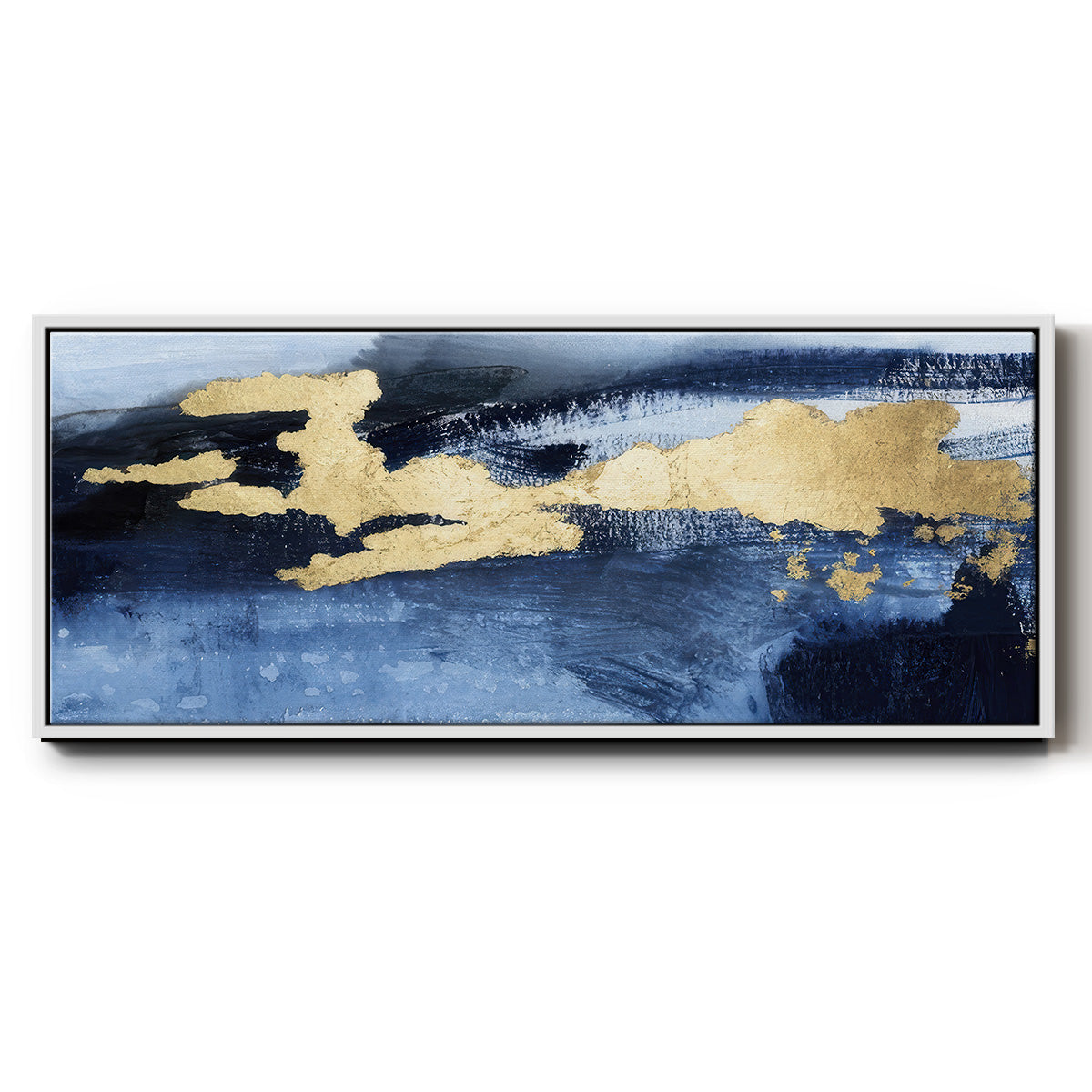 Gilded Indigo Sea I  - Floater Framed Canvas Print