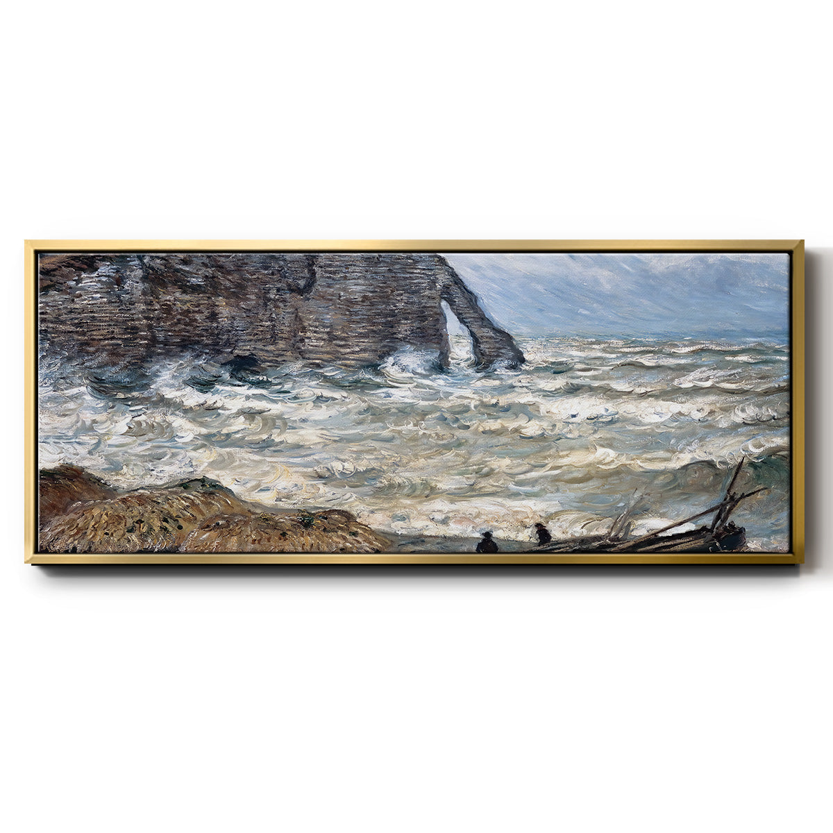 The Manneport, Étretat, Rough Sea, 1883 - Floater Framed Canvas Print