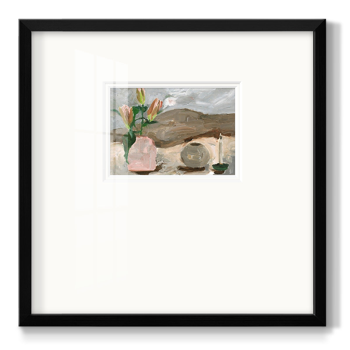 Vase of Pink Flowers V - Double Matboard Framed Print