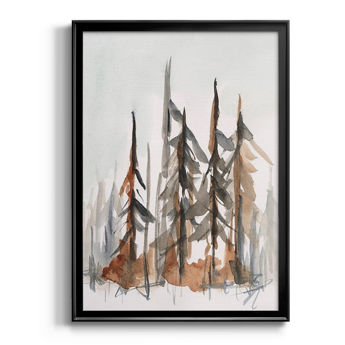 Rustic Evergreens I - Modern Framed Canvas Print