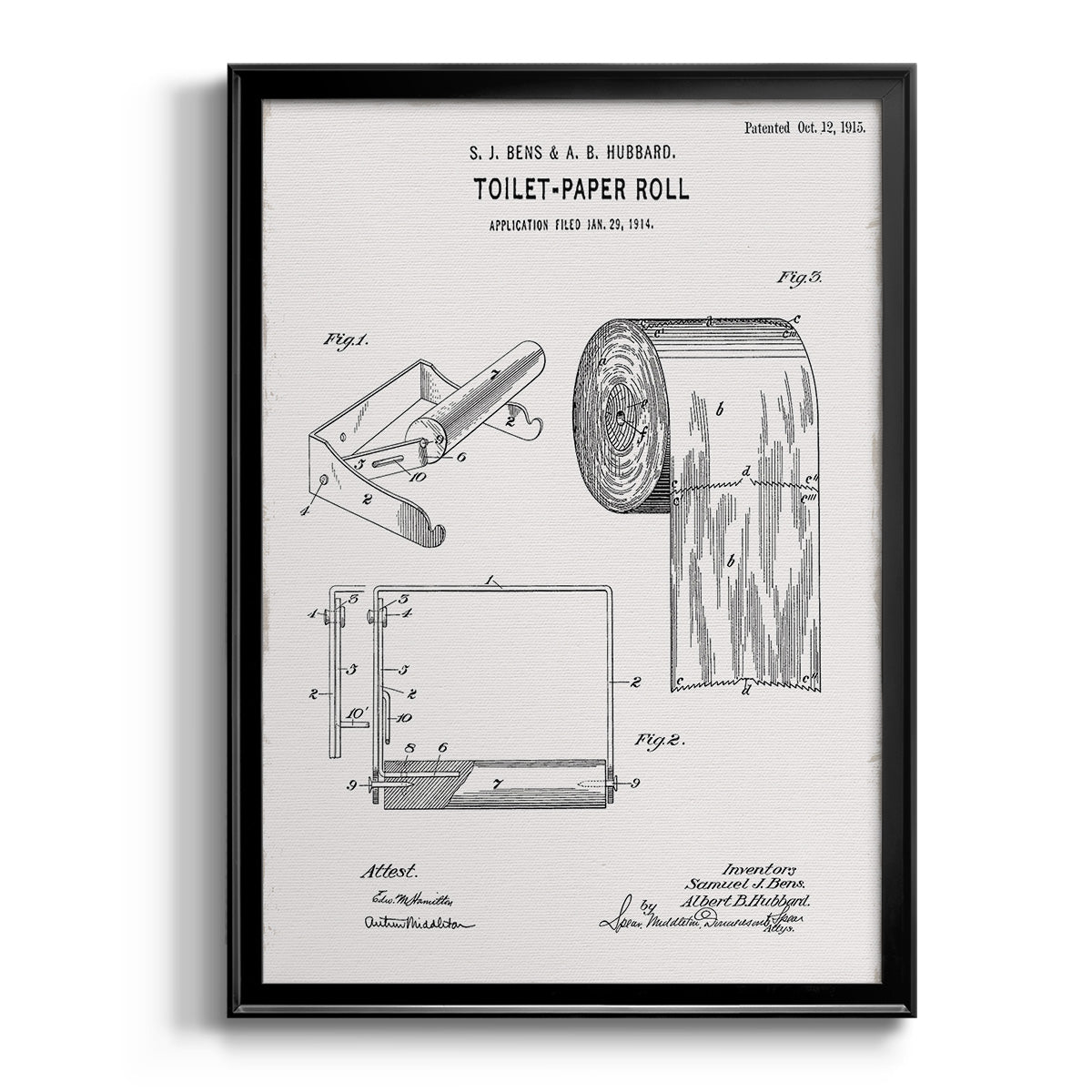 Toilet Paper Patent I - Modern Framed Canvas Print