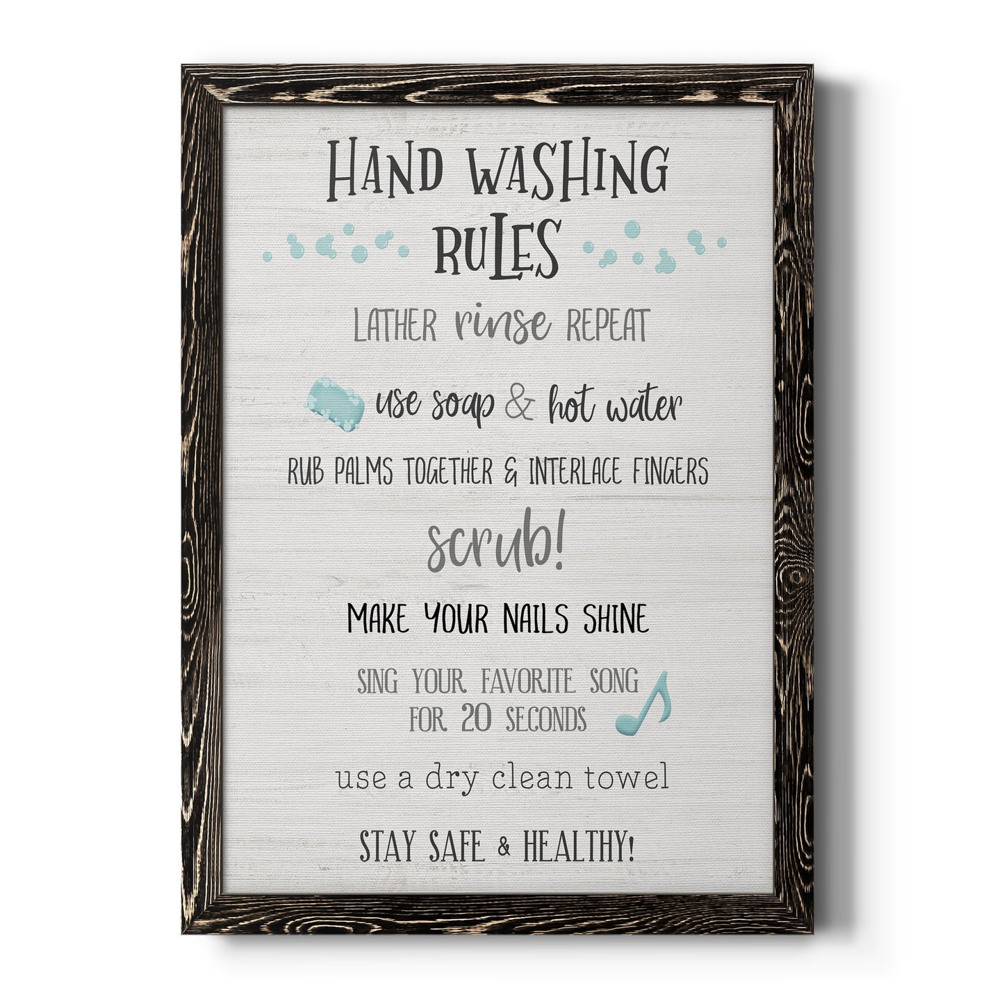 Stay Safe Rules - Barnwood Framed Canvas Print