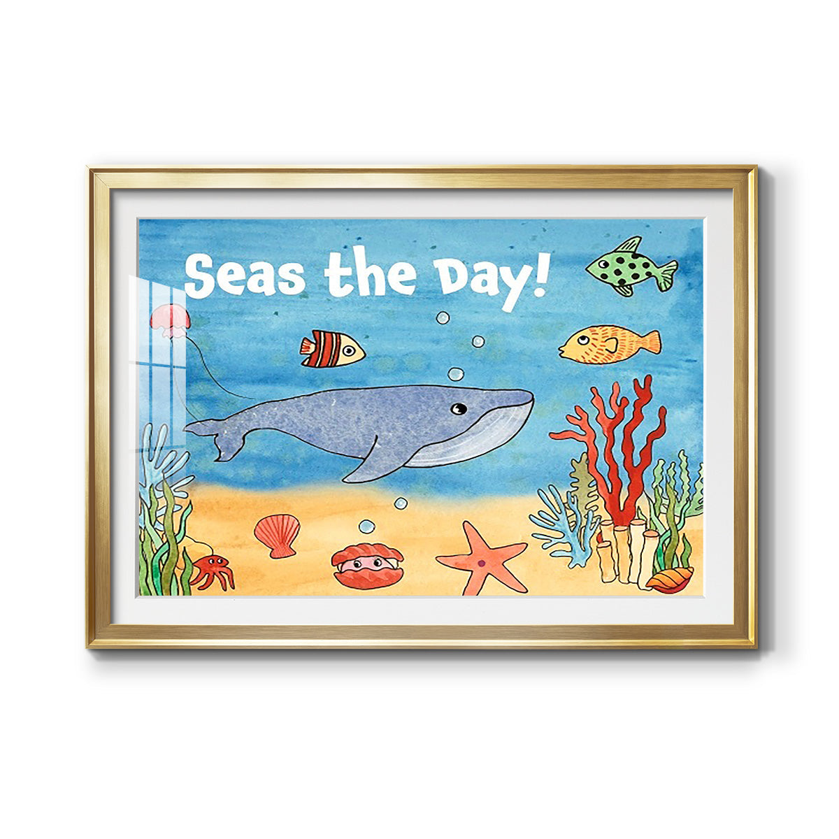 Cute Sea Creatures II Premium Framed Print - Ready to Hang