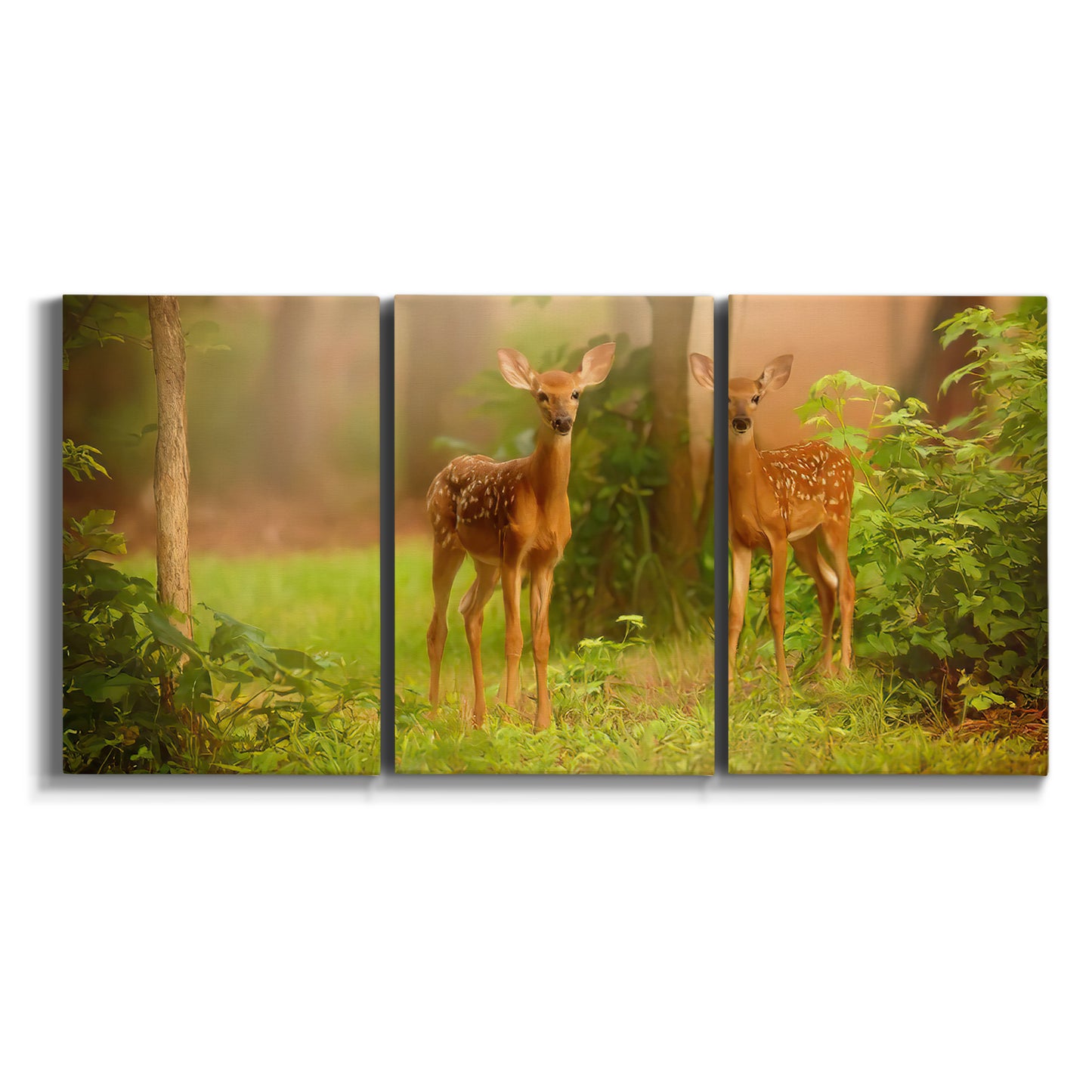 Three-panel canvas wall art featuring resting animals in open field on white background.