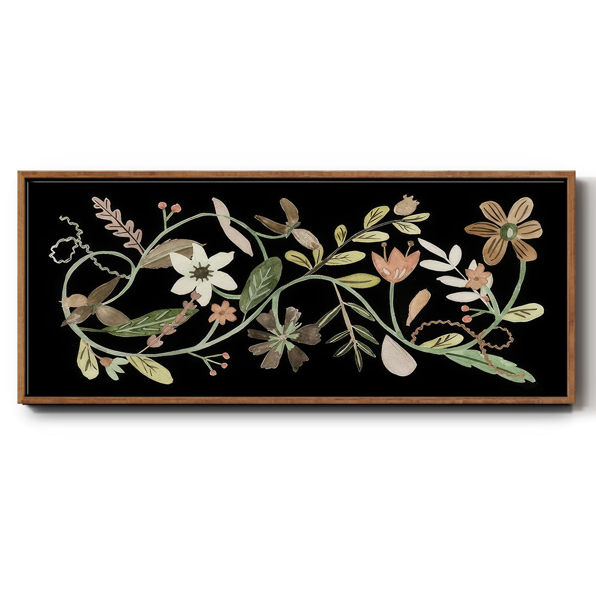 Pressed Flowers I - Floater Framed Canvas Print