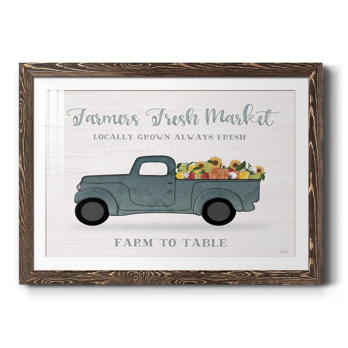 Fresh Sunflowers Truck - Barnwood Framed Art Print