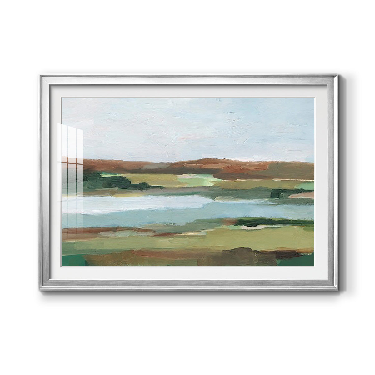 Autumn River Crossing II - Modern Framed Art Print