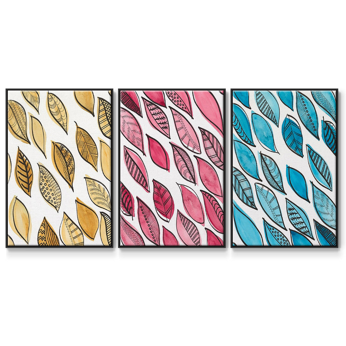 Pastel Knorr Shells VI - Framed Premium Gallery Wrapped Canvas L Frame 3 Piece Set - Ready to Hang