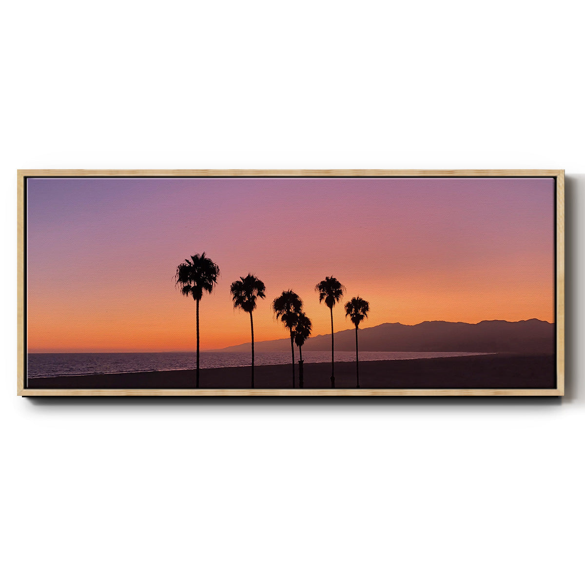 Sunset of Santa Monica - Floater Framed Canvas Print