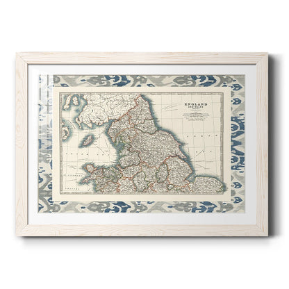 Bordered Map of England & Wales-Premium Framed Print - Ready to Hang