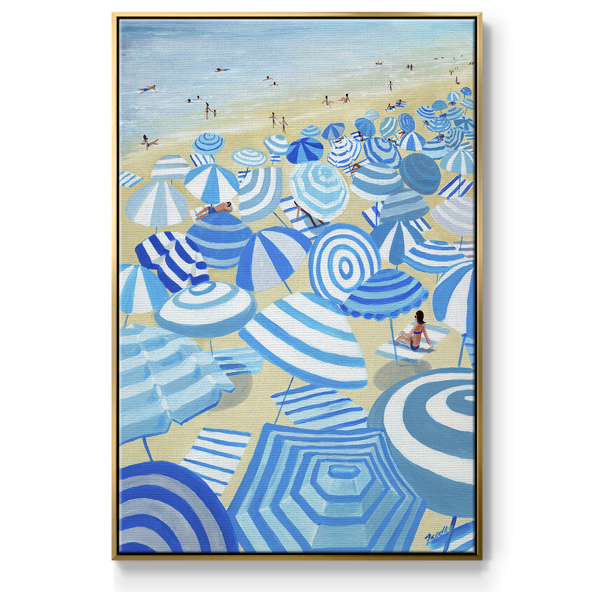 Sky Blue Beach - Framed Premium Gallery Wrapped Canvas L Frame - Ready to Hang