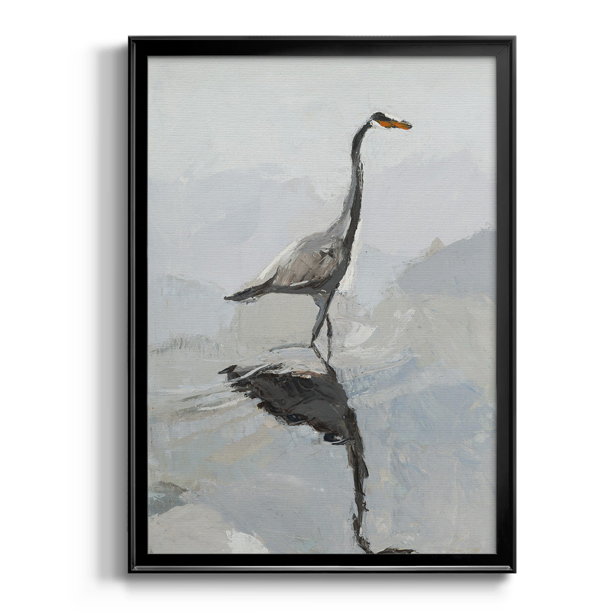 Heron - Modern Framed Canvas Print