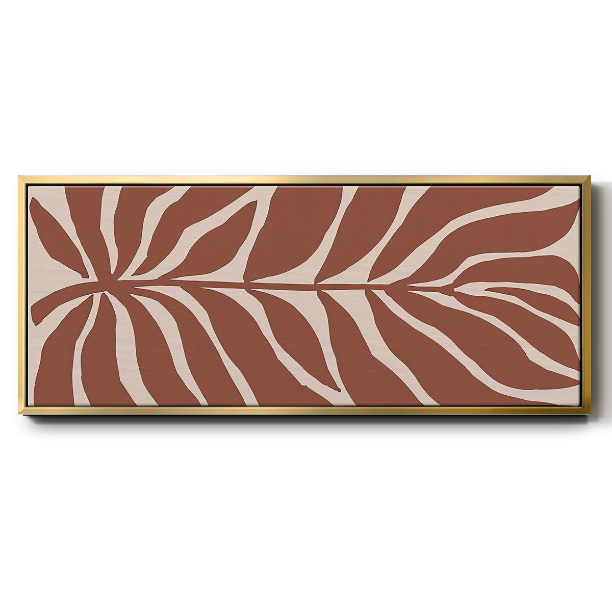 Terra Cotta Block Palms I - Floater Framed Canvas Print