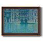 Impressionist Venetian palace waterfront scene by Claude Monet printed on canvas in an ornate bronzed mahogany wood frame.