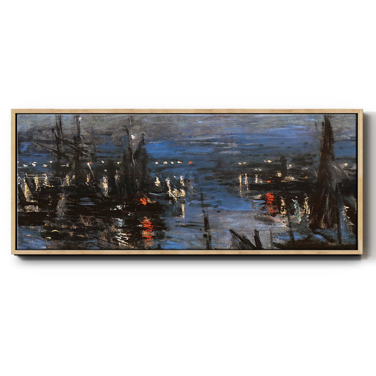 The Port of Le Havre, Night Effect, 1873 - Floater Framed Canvas Print