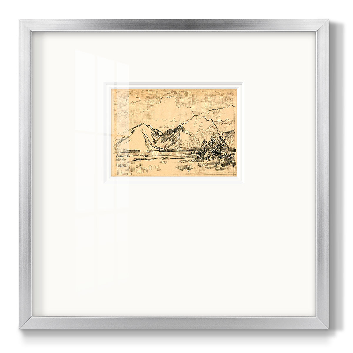 Hatched Horizon II - Double Matboard Framed Print