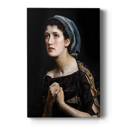 Canvas art print featuring a dramatic portrait of a woman with intense expression and dark background on a clean white background.
