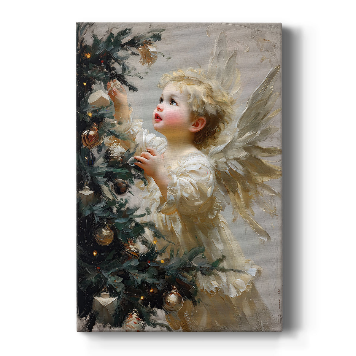 Candlelit Mistletoe Green - Canvas Art Print