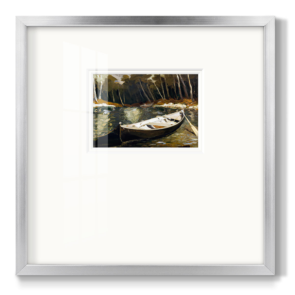 Canoe in the Woods Premium Framed Print Double Matboard