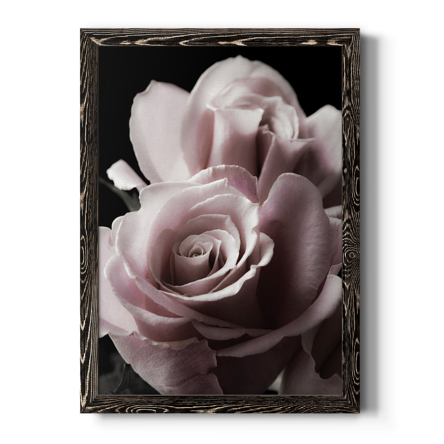 Rose Noir II - Premium Canvas Framed in Barnwood - Ready to Hang