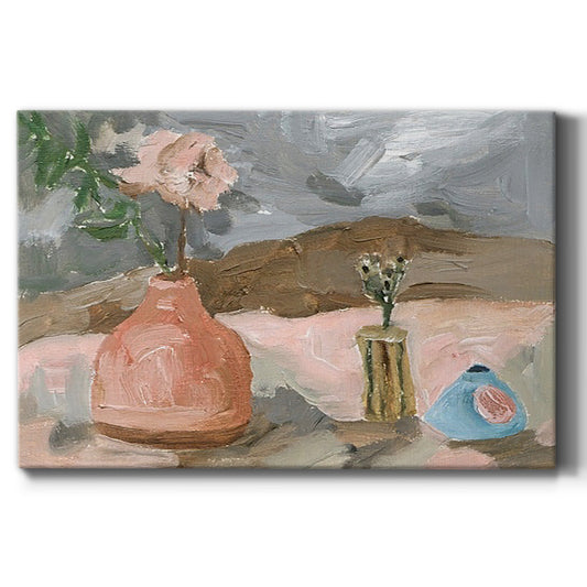 Vase of Pink Flowers I Premium Gallery Wrapped Canvas - Ready to Hang