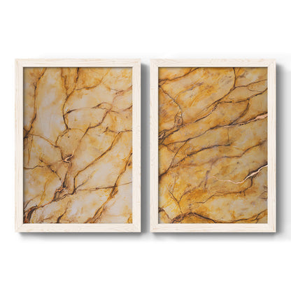 Yellow Marble I - Barnwood Framed Canvas Set
